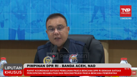 Wakil Ketua DPR RI, Sufmi Dasco Ahmad saat memimpin rapat Satgas Penanganan Bencana di Aceh. (Tangkapan Layar YouTube TVR Parlemen)